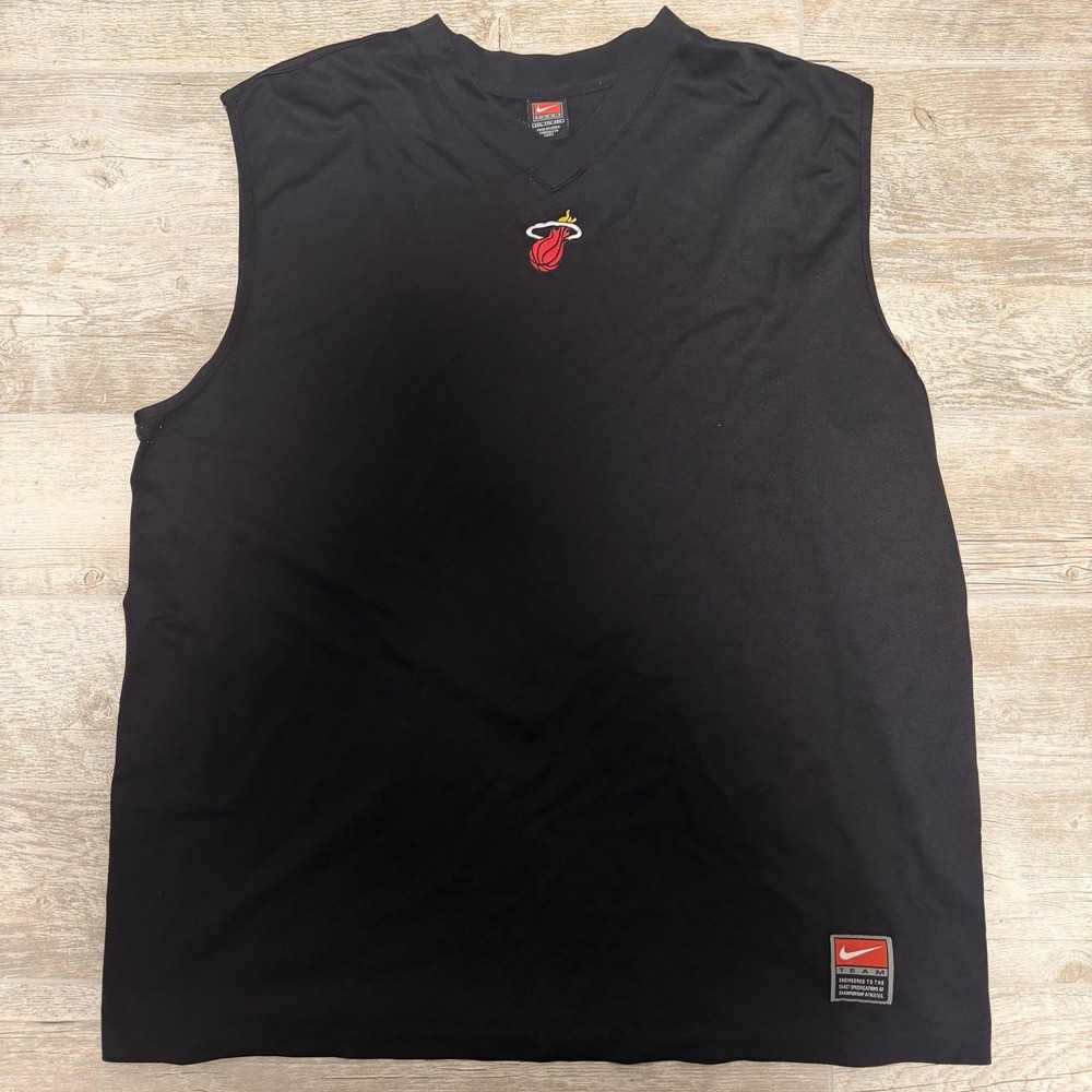 Vintage Nike‎ Miami Heat Sleeveless Training Shirt Black Size XXL